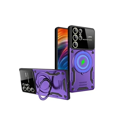 BUĞZ Samsung Galaxy S24 Ultra Kılıf Joy Lens Standlı Kapak - Mor
