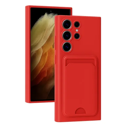 BUĞZ Samsung Galaxy S24 Ultra Kılıf Kelvin Kartvizitli Silikon - Kırmızı
