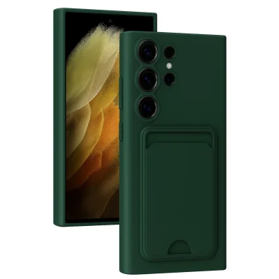BUĞZ Samsung Galaxy S24 Ultra Kılıf Kelvin Kartvizitli Silikon - Koyu Yeşil