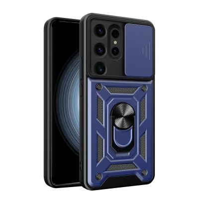 BUĞZ Samsung Galaxy S24 Ultra Kılıf Pars Lens Yüzüklü Silikon - Lacivert