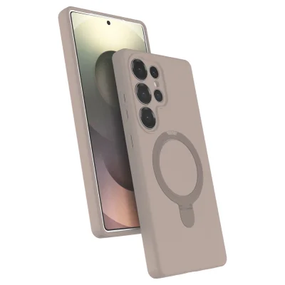 BUĞZ Samsung Galaxy S24 Ultra Regal Magsafe Standlı Kapak - Çöl Titanyum