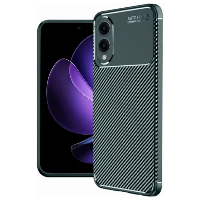 BUĞZ Samsung Galaxy S25 Edge Kılıf Auto Focus Karbon Kapak - Koyu Yeşil