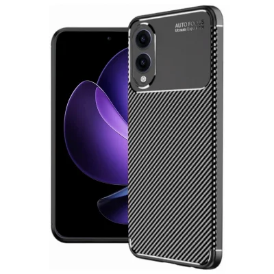 BUĞZ Samsung Galaxy S25 Edge Kılıf Auto Focus Karbon Kapak - Siyah