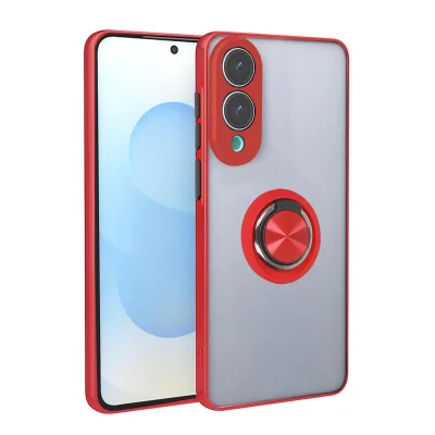 BUĞZ Samsung Galaxy S25 Edge Kılıf Montreal Yüzüklü Silikon Kapak - Kırmızı