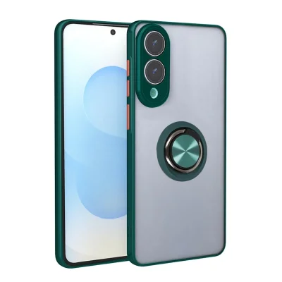 BUĞZ Samsung Galaxy S25 Edge Kılıf Montreal Yüzüklü Silikon Kapak - Yeşil