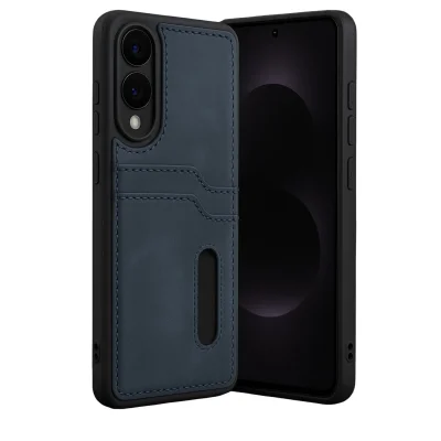 BUĞZ Samsung Galaxy S25 Edge Sara Kartvizitli Deri Kılıf - Lacivert