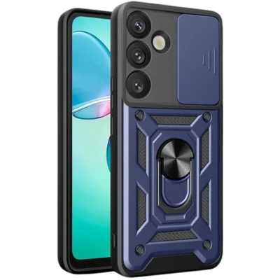 BUĞZ Samsung Galaxy S25 Kılıf Pars Lens Yüzüklü Silikon - Lacivert