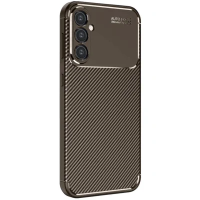 BUĞZ Samsung Galaxy S25 Plus Kılıf Auto Focus Karbon Kapak - Kahverengi