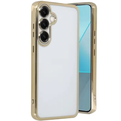 BUĞZ Samsung Galaxy S25 Plus Kılıf Razer Lensli Silikon - Gold