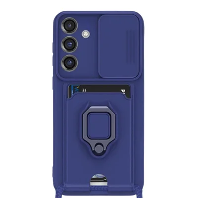 BUĞZ Samsung Galaxy S25 Plus Kılıf Zuma Kartvizitli Yüzüklü Silikon - Lacivert