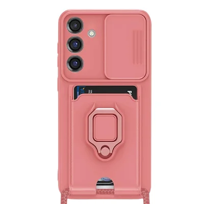 BUĞZ Samsung Galaxy S25 Plus Kılıf Zuma Kartvizitli Yüzüklü Silikon - Pembe