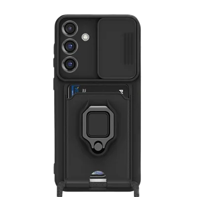 BUĞZ Samsung Galaxy S25 Plus Kılıf Zuma Kartvizitli Yüzüklü Silikon - Siyah