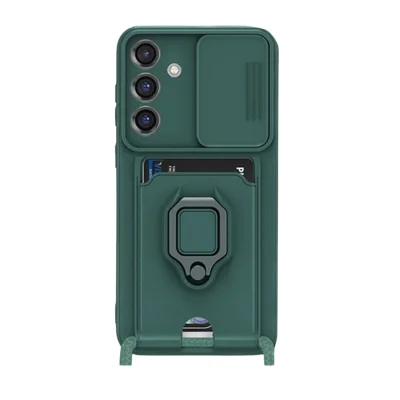 BUĞZ Samsung Galaxy S25 Plus Kılıf Zuma Kartvizitli Yüzüklü Silikon - Yeşil