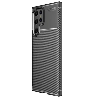 BUĞZ Samsung Galaxy S25 Ultra Kılıf Auto Focus Karbon Kapak - Siyah