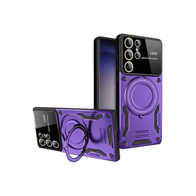 BUĞZ Samsung Galaxy S25 Ultra Kılıf Joy Lens Standlı Kapak - Mor