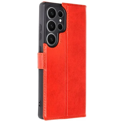 BUĞZ Samsung Galaxy S25 Ultra Kılıf Trend S Plus Kapaklı Kılıf - Kırmızı