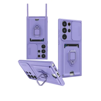 BUĞZ Samsung Galaxy S25 Ultra Kılıf Zuma Kartvizitli Yüzüklü Silikon - Lila