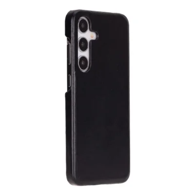 BUĞZ Samsung Galaxy S25 Uyumlu, Hakiki Deri, El Yapımı Arka Kapak, Kömür Siyah