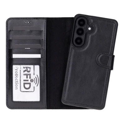 BUĞZ Samsung Galaxy S26 Uyumlu Manyetik Hakiki Deri Cüzdan Kılıf ,Cüzdan Taşımaya Son, Kredi Kart Yuvalı, RFID Güvenlik