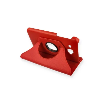 BUĞZ Samsung Galaxy T280 Tab A 7 Kılıf 360 Tablet Deri Kılıf - Kırmızı