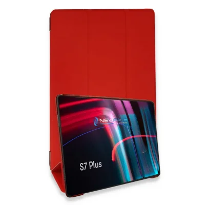 BUĞZ Samsung Galaxy T970 Tab S7 Plus 12.4 Kılıf Tablet Smart Kılıf - Kırmızı