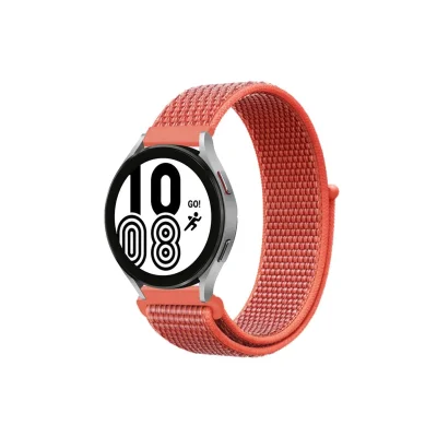 BUĞZ Samsung Galaxy Watch 4 Hasırlı Cırtcırtlı Kordon - Turuncu