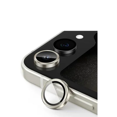 BUĞZ Samsung Galaxy Z Flip 5 Valdez Metal Kamera Lens - Krem