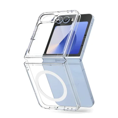 BUĞZ Samsung Galaxy Z Flip 7 Kılıf Magneticsafe Şeffaf Silikon - Şeffaf