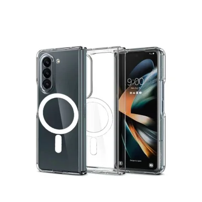 BUĞZ Samsung Galaxy Z Fold 5 Kılıf Magneticsafe Şeffaf Silikon - Şeffaf