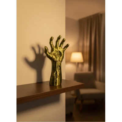 BUĞZ Sanatsal El Formu Heykel Altın Yeşil Tasarım Hediyelik Dekor
