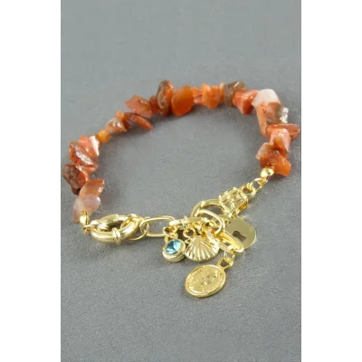 BUĞZ Şans Figürlü Akik Kırık Doğaltaş Bileklik