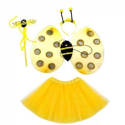 BUĞZ Sarı Renk Arı Kanadı Kostüm Seti (tütü, Kanat, Taç, Asa) - Lisinya
