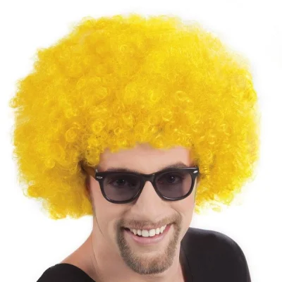 BUĞZ Sarı Renk Kıvırcık Afro Bonus Peruk Bx40