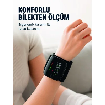 BUĞZ Şarj Edilebilir Bilekten Tansiyon Aleti Tek Tuşla Ölçüm