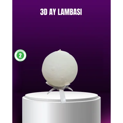 BUĞZ Şarjlı 3D Baskılı 16 Renk Ay Lambası  Stand