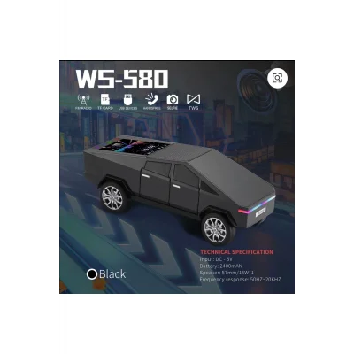 BUĞZ Şarjlı araba tasarımlı siyah Bluetooth hoparlör 15W FM radyo SD kart USB destekli