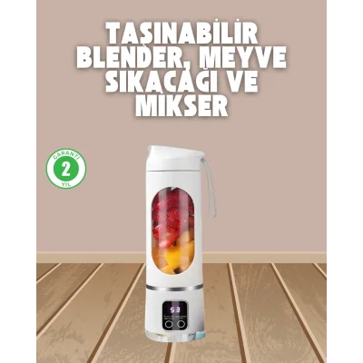 BUĞZ Şarjlı Blender – 12 Bıçaklı, 450 ml Kapasiteli, Taşınabilir Tip-C Mikser
