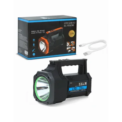 BUĞZ Şarjlı Dev Boy El Feneri 25W Süper Parlak LED El Lambası Kamp, Av ve Güvenlik İçin İdeal