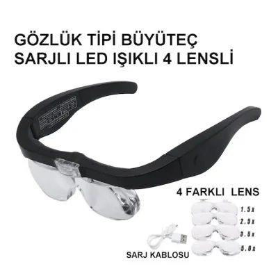 BUĞZ Şarjlı Gözlük Büyüteç  4 Farklı Lens 11537dc
