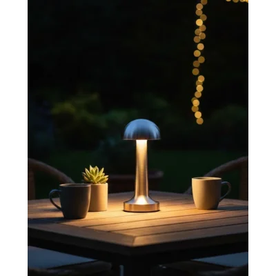 BUĞZ Şarjlı Kablosuz Mantar Masa Lambası Dokunmatik 3 Renk LED Modern Tasarım