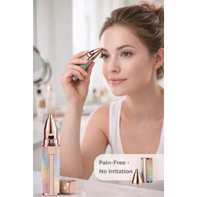 BUĞZ Şarjlı Kaş ve Yüz Tüy Temizleyici, Acısız Pürüzsüzlük Sunan Paslanmaz Çelik Başlıklı