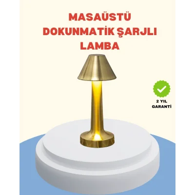 BUĞZ Şarjlı Masa Lambası 3 Işık Modu Kademesiz Karartma Metal Gövde