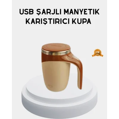 BUĞZ Şarjlı Otomatik Karıştırıcı Kupa Manyetik Mix Kupa Paslanmaz Çelik İç Astar