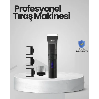BUĞZ Şarjlı Tıraş Makinesi –Dijital Ekranlı, Hızlı Şarjlı, Profesyonel Kesim Seti