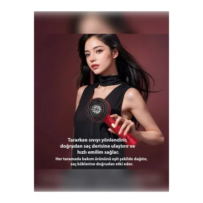  Şarjlı Ve Titreşimli Saç Masaj Tarağı Bakım Yağı Hazneli Fırça