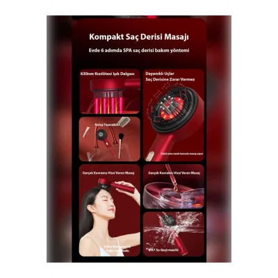 BUĞZ Şarjlı Ve Titreşimli Saç Masaj Tarağı Bakım Yağı Hazneli Fırça ( BUĞZ )