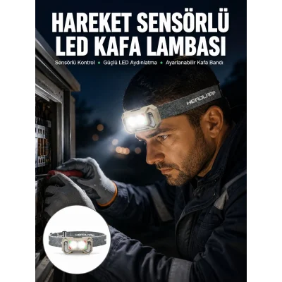 BUĞZ Şarjlı Wave Sensörlü LED Kafa Feneri Outdoor Kullanım Yeni Nesil