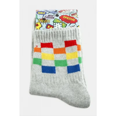  Satranç Desenli Kolej Çorap 8*28