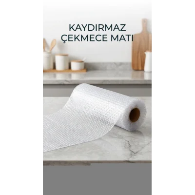 BUĞZ Şeffaf Kaydırmaz Dolap İçi Raf Örtüsü 45x300 cm Koruyucu PVC
