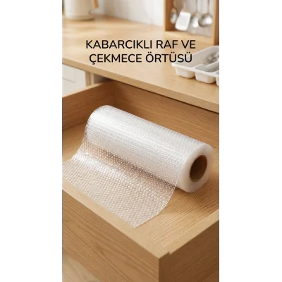 BUĞZ Şeffaf Kaydırmaz Dolap İçi Raflık Örtüsü 45x300 cm Koruyucu Pvc Malzeme